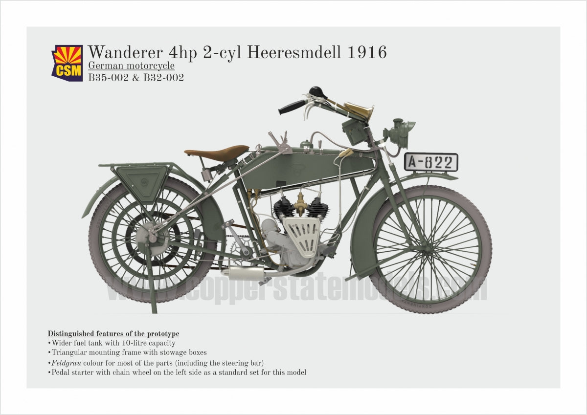 Copper State Models B32-002 Wanderer 4PS 1916 Motorcycle 1/32 – image 7