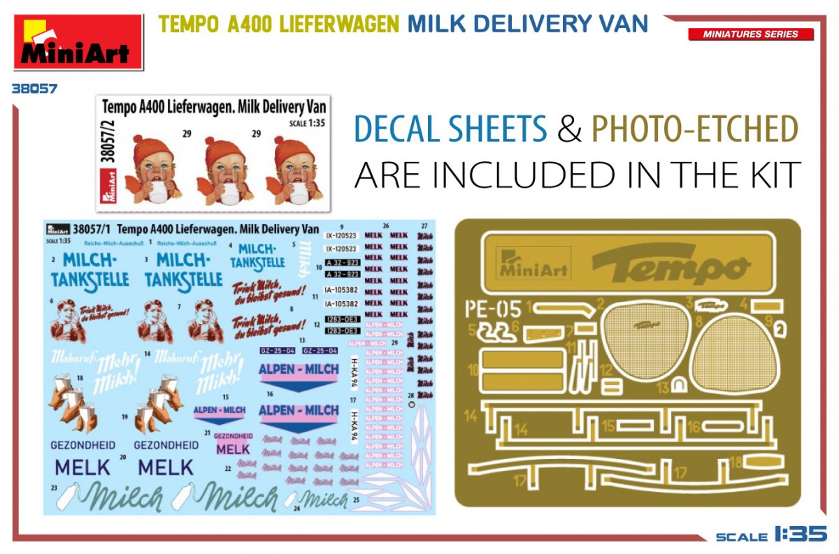 MiniArt 38057 TEMPO A400 LIEFERWAGEN. MILK DELIVERY VAN 1/35 – immagine 2
