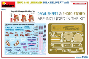 MiniArt 38057 TEMPO A400 LIEFERWAGEN. MILK DELIVERY VAN 1/35 – immagine 2