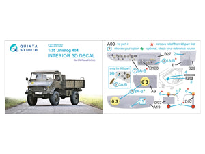 Quinta Studio QD35102 Unimog 404 3D-Printed &amp;amp; colored Interior on decal paper (ICM) 1/35 – image 2