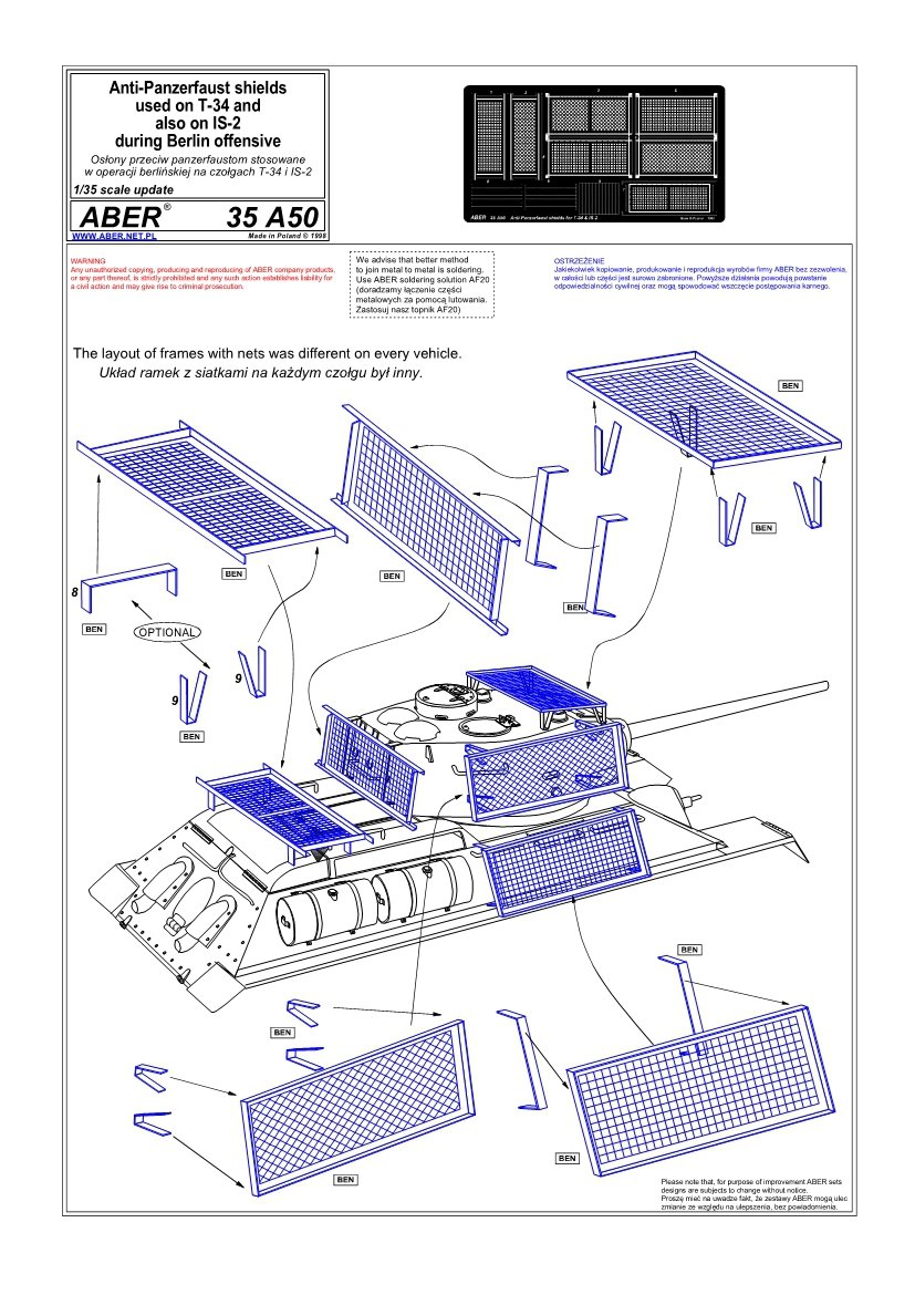 Aber 35A050 Osłony przeciw panzerfaustom do T-34 i IS-2 1/35 – imagen 4