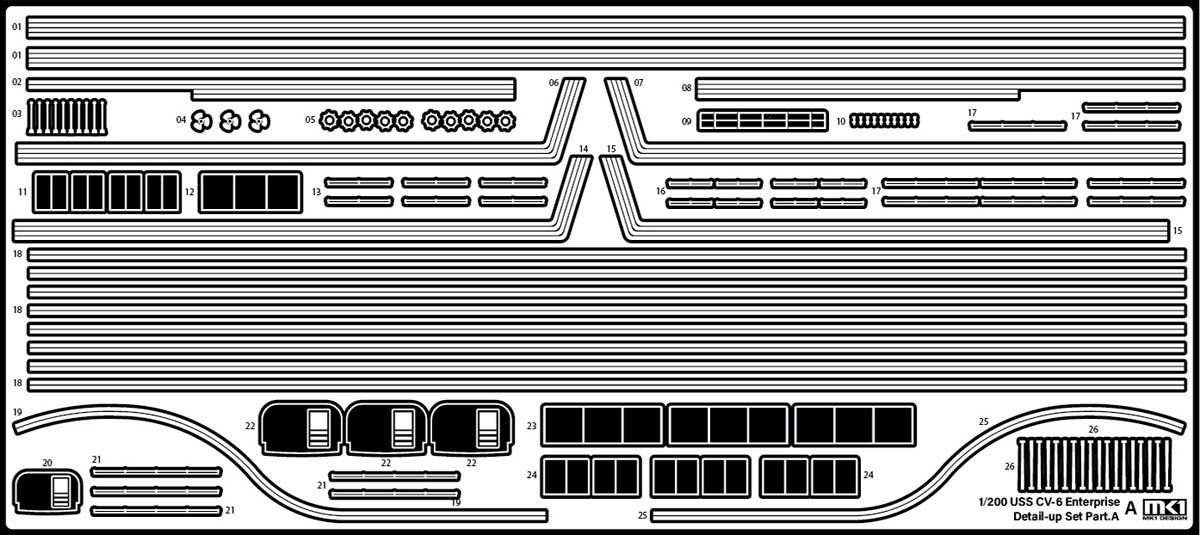 MK1 Design MD-20021 US Navy Aircraft Carrier CV-6 Enterprise Detail Up Parts Dx for Trumpeter 1/200 – imagen 49