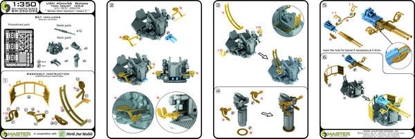 Master SM-350-092 USN 40 mm/56 Bofors twin mount ver.2 / with Mk-51 director - (resin, PE and turned parts) - (6pcs) 1/350 – image 7