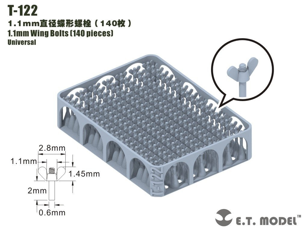 ET Model T-122 1.1mm Wing Bolts 140 pieces