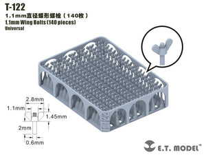 Boulons à oreilles ET modèle T-122 de 1,1 mm, 140 pièces