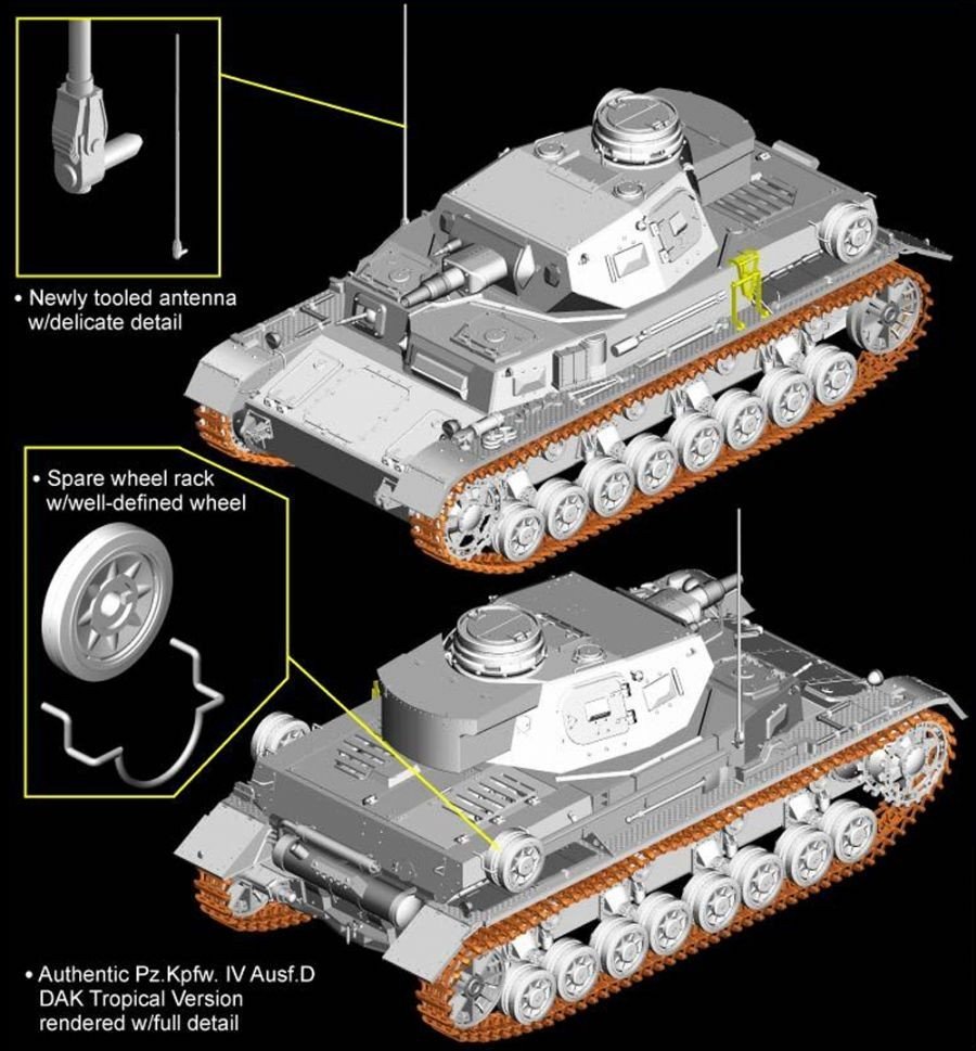 Dragon 6779 Pz.Kpfw.IV Ausf.D DAK Tropical Version 1/35 – immagine 2