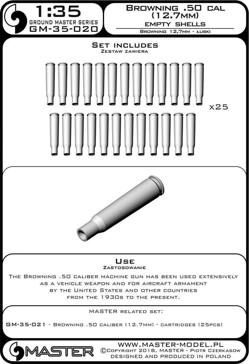 Master GM-35-020 Browning .50 caliber (12.7mm) - łuski (25 szt.) 1/35 – imagen 3