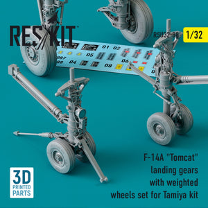 RESKIT RSU32-0088 Train d&amp;#39;atterrissage F-14A « TOMCAT » avec roues lestées pour maquette Tamiya (impression 3D) 1/32 – image 2