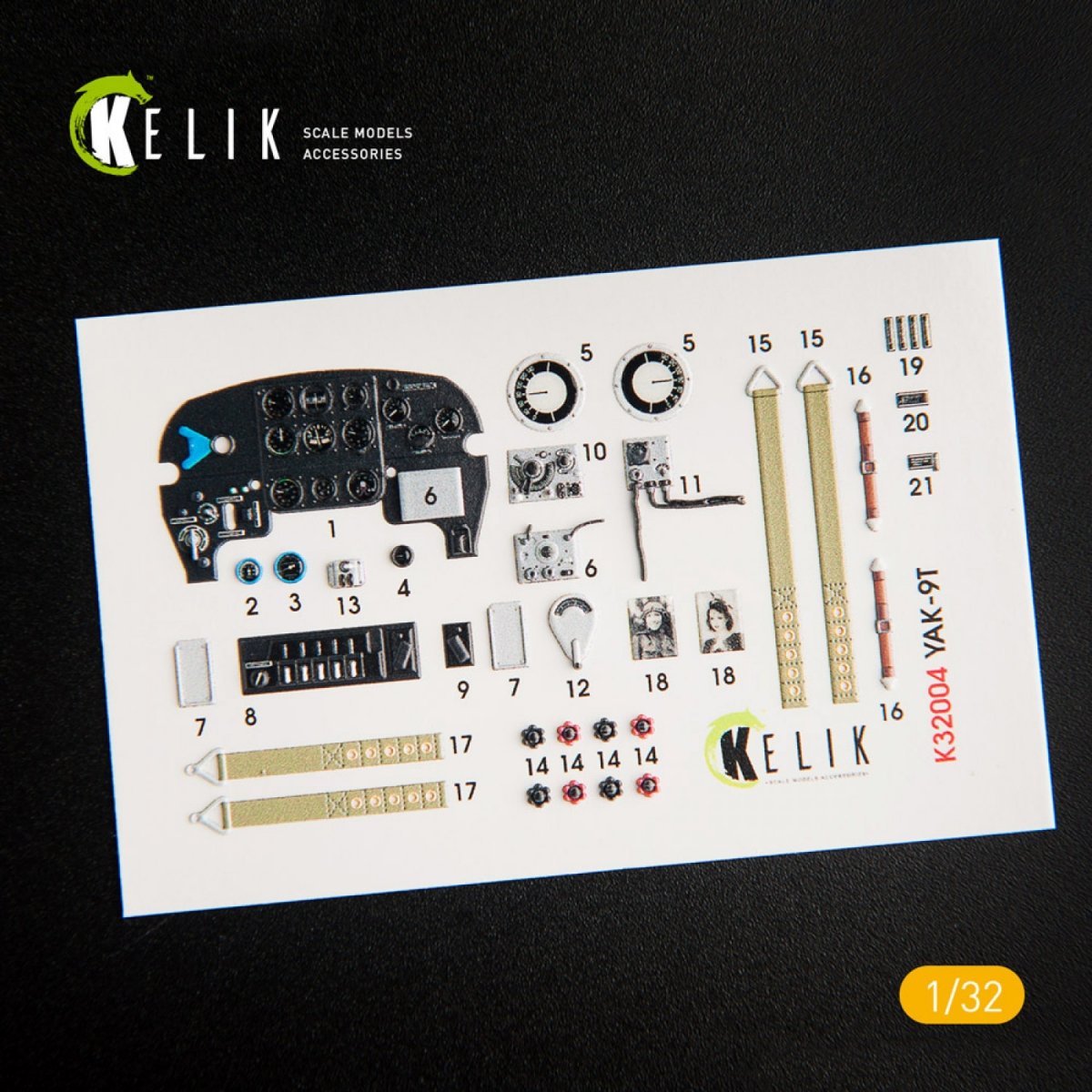 KELIK K32004 YAK-9T INTERIOR 3D DECALS FOR ICM KIT 1/32 – Bild 2