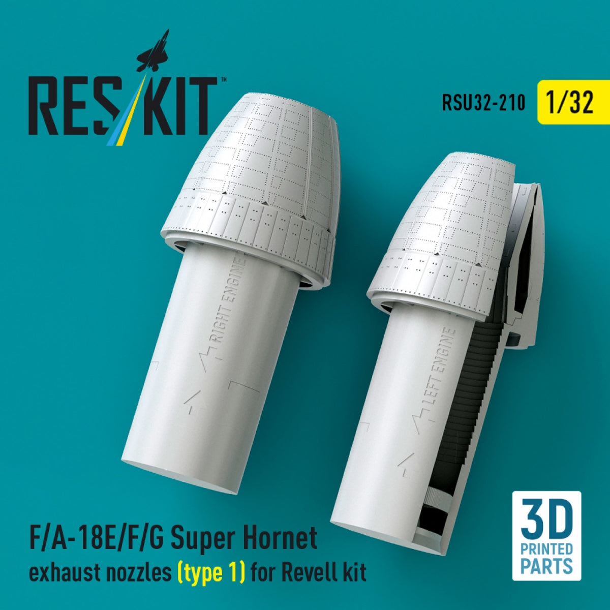 RESKIT RSU32-0210 F/A-18E/F/G Super Hornet exhaust nozzles (type 1) for Revell kit (3D Printed) 1/32