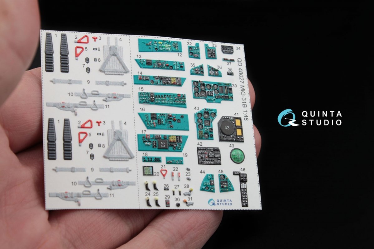 Quinta Studio QD48027 MiG-31B 3D-Printed &amp;amp; coloured Interior on decal paper (for AMK kit) 1/48 – immagine 3