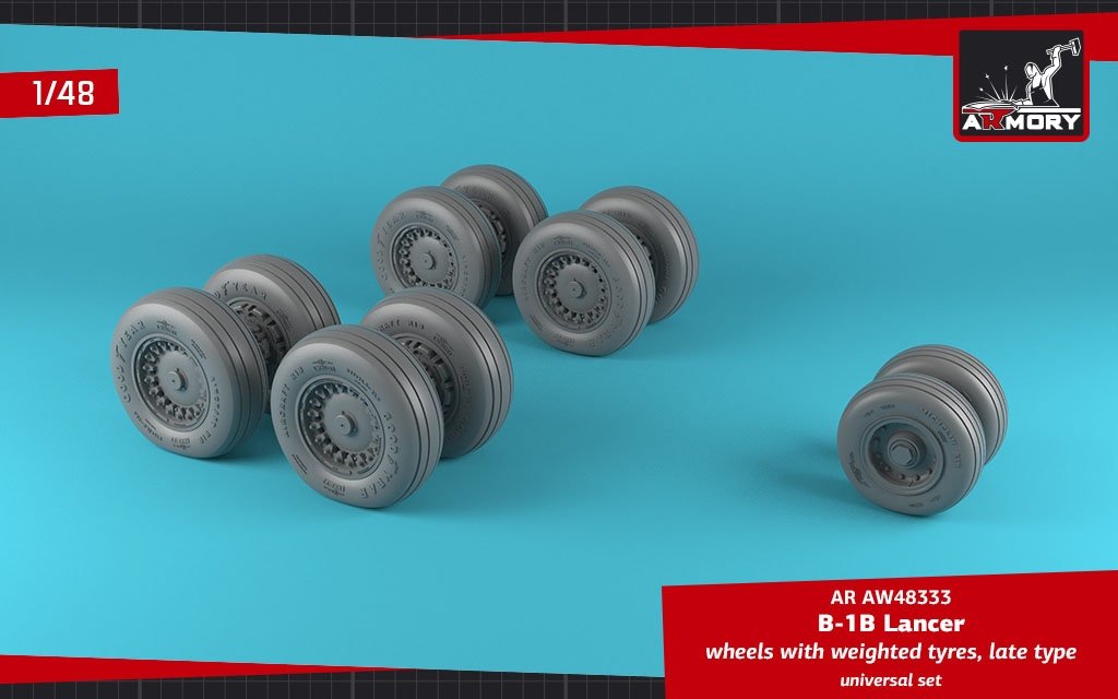 Armory Models AW48333 B-1B Lancer wheels w/ weighted tires, late 1/48 – immagine 2