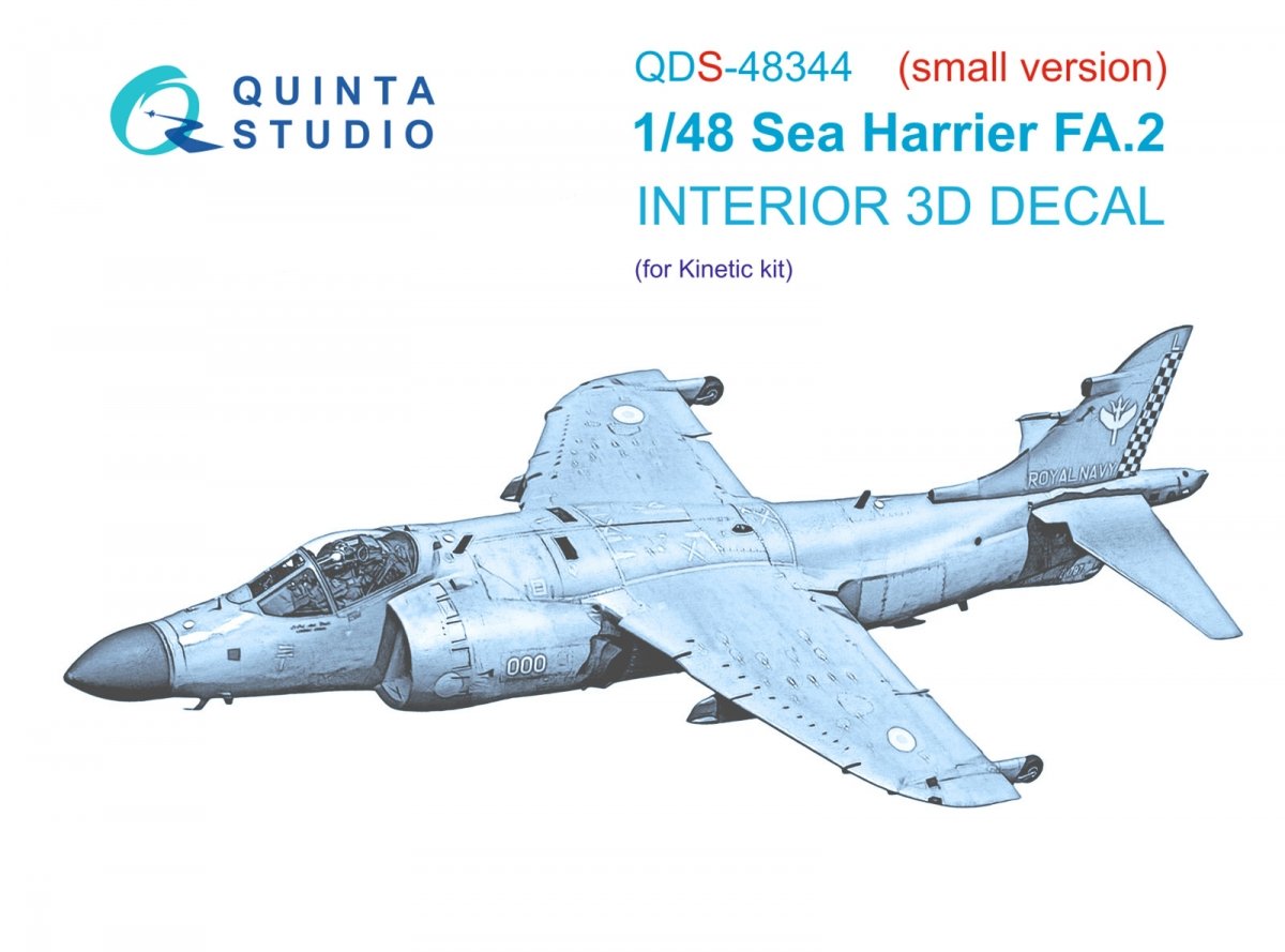 Intérieur imprimé en 3D et coloré sur papier décalcomanie Quinta Studio QDS-48344 Sea Harrier FA.2 (Kinetic) (Petite version) 1/48 