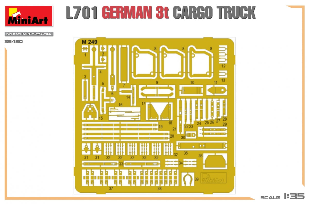 Miniart 35450 L701 GERMAN 3T CARGO TRUCK 1/35 – imagen 3