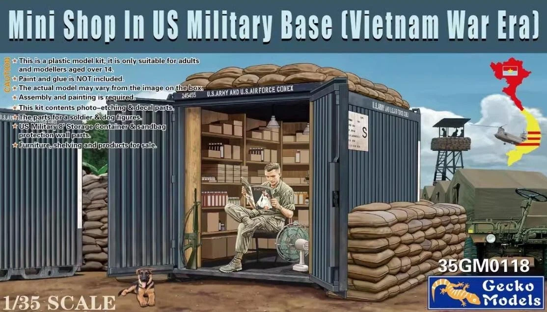 Maquette Gecko Models 35GM0118 Mini magasin dans une base militaire américaine (époque de la guerre du Vietnam) 1/35
