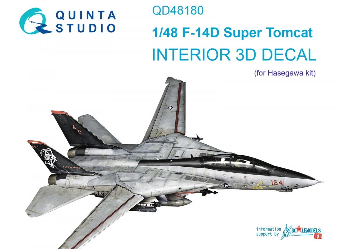 Intérieur imprimé en 3D et coloré sur papier décalcomanie Quinta Studio QD48180 F-14D (Hasegawa) 1/48