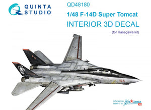 Intérieur imprimé en 3D et coloré sur papier décalcomanie Quinta Studio QD48180 F-14D (Hasegawa) 1/48
