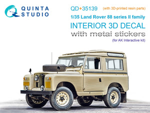 Quinta Studio QD+35139 Land Rover 88 series II family 3D-Printed &amp;amp; coloured Interior on decal paper (AK Interactive) (with 3D-printed resin parts) 1/35