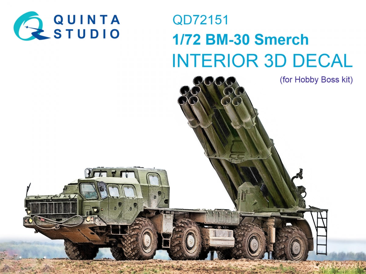 Quinta Studio QD72151 BM-30 Smerch 3D-Printed colored Interior on decal paper (Hobby Boss) 1/72