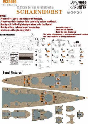 Plateau en bois Wood Hunter W35010 Scharnhorst pour Dragon 1/350