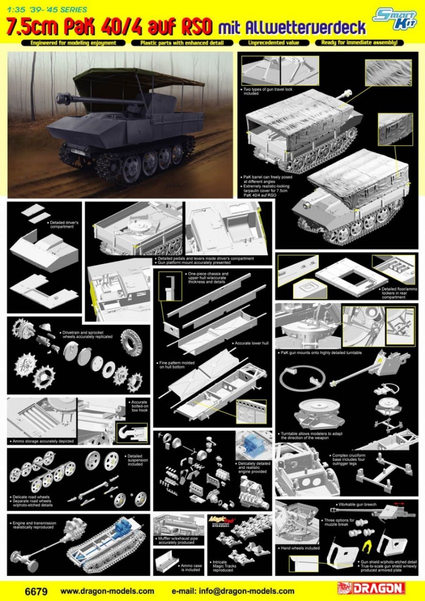 Dragon 6679 7.5cm PaK 40/4 auf RSO mit Allwetterverdeck 1/35 – imagen 2