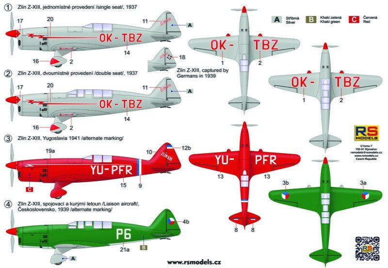 RS Models 92283 Zlin Z-XIII - Double Kit (2 Kits In Box) 1/72 – Bild 2