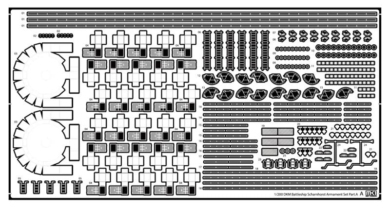 MK1 Design MD-20024 DKM Battleship SCHARNHORST DX PACK for Trumpeter 1/200 – immagine 47