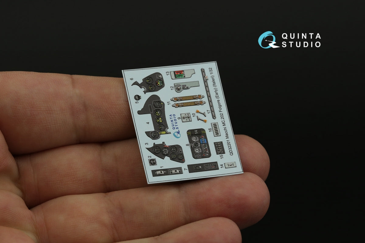 Quinta Studio QD32201 Macchi MC.202 Folgore Early 3D-Printed &amp;amp; coloured Interior on decal paper (Italeri) 1/32 – immagine 10