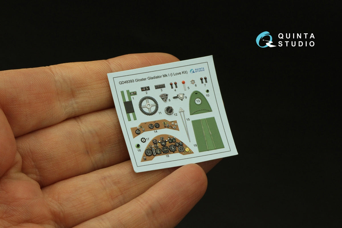 Quinta Studio QD48393 Gloster Gladiator MKI 3D-Printed &amp;amp; coloured Interior on decal paper (I Love Kit) 1/48 – zdjęcie 4