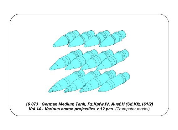 Aber 16073 Panzer IV various 7,5 cm ammo projectiles x 12 pcs. 1/16 – imagen 6