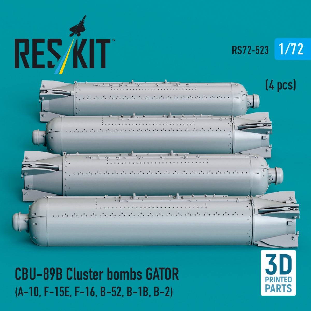 RESKIT RS72-0523 CBU-89B cluster bombs GATOR (4 pcs) (3D Printed) 1/72 – immagine 2