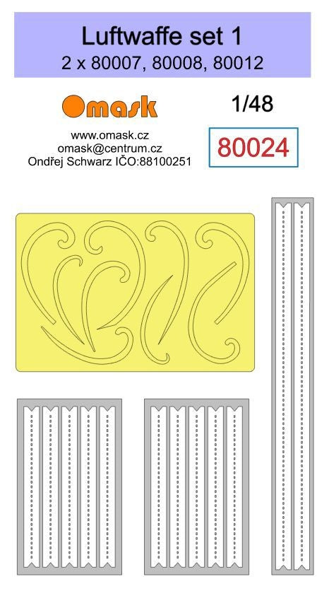 Omask 80024 Luftwaffe Set 1 (2 x 80007, 80008, 80012) 1/48