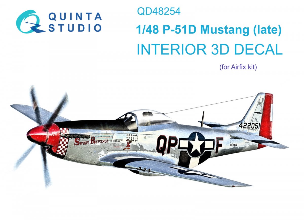 Quinta Studio QD48254 P-51D Late 3D-Printed &amp; colored Interior on decal paper (Airfix) 1/48