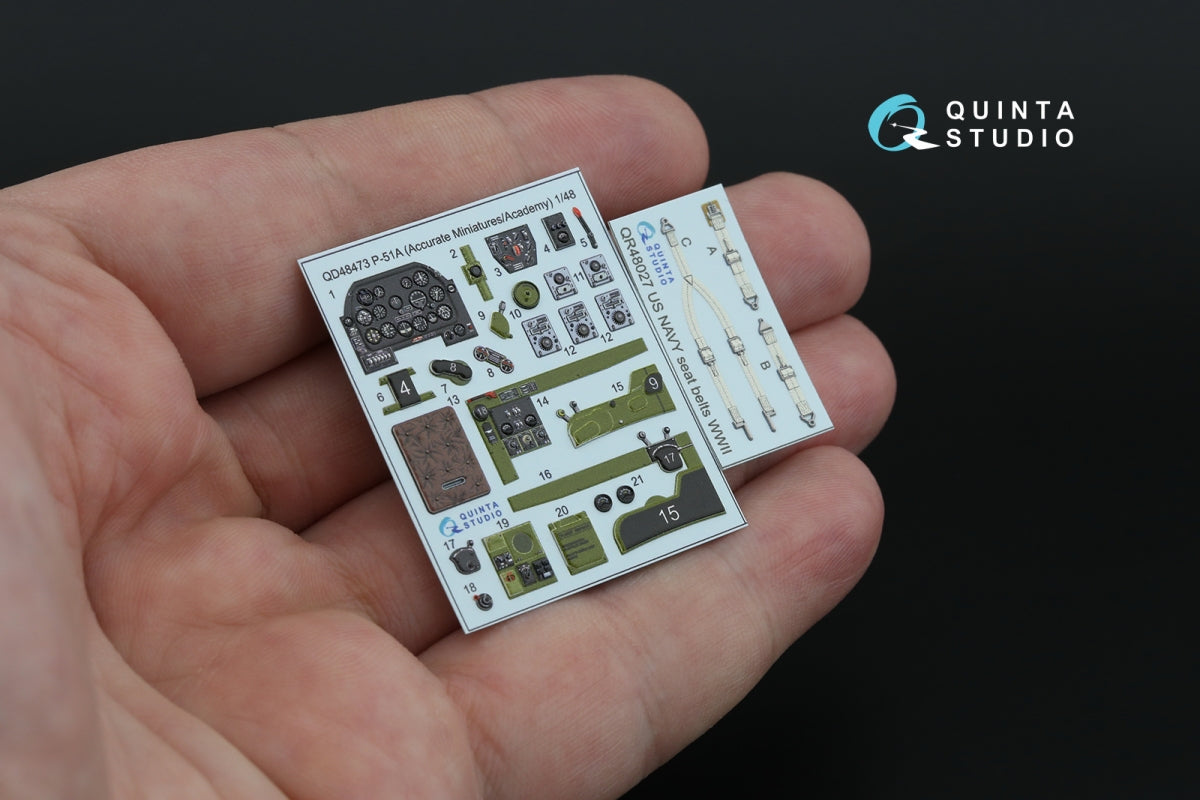Quinta Studio QD48473 P-51A 3D-Printed coloured Interior on decal paper (Accurate Miniatures/Academy) 1/48 – zdjęcie 3