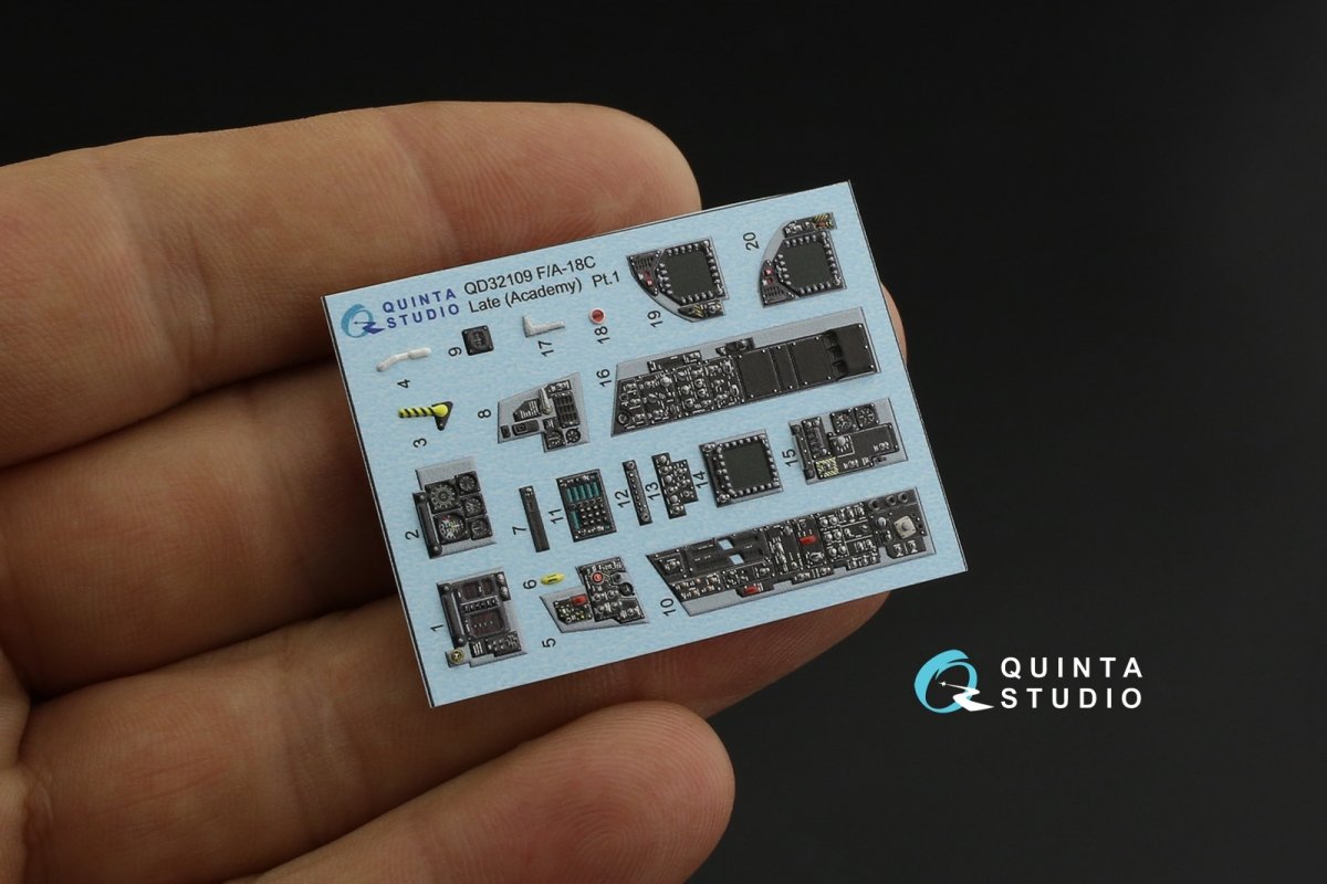 Quinta Studio QD32109 F/A-18C Late 3D-Printed &amp;amp; coloured Interior on decal paper (Academy) 1/32 – imagen 2