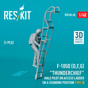RESKIT RSF48-0068 F-105 (D,F,G) &amp;quot;Thunderchief&amp;quot; male pilot on access ladder (in a standing position - type 3) (1 pcs) (3D Printed) 1/48 – imagen 2