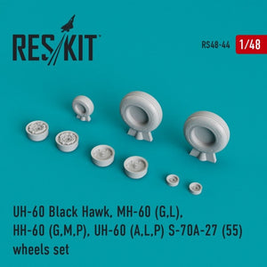 RESKIT RS48-0044 UH-60 Black Hawk, MH-60 (G,L), HH-60 (G,M,P), UH-60 (A,L,P) S-70A-27 (55) jeu de roues 1/48