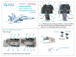 Quinta Studio QDS+48347 FA-18D late 3D-Printed coloured Interior on decal paper (Hasegawa) (with 3D-printed resin parts) (Small version) 1/48 – imagen 2