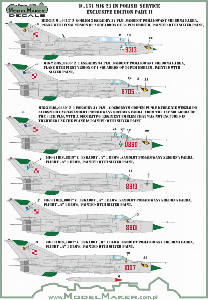 ModelMaker Decals D48151 MiG-21 in Polish service exclusive edition part II 1/48 – imagen 3