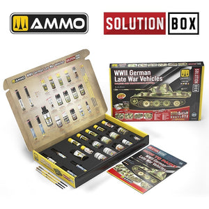 AMMO de Mig Jimenez 7729 SOLUTION BOX 23 – Véhicules allemands de fin de guerre de la Seconde Guerre mondiale. Système de couleurs et de vieillissement – image 2