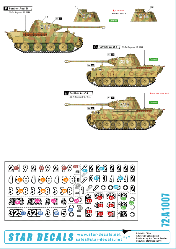 Star Decals 72-A1007 SS-Panthers (1) 1/72 – imagen 2