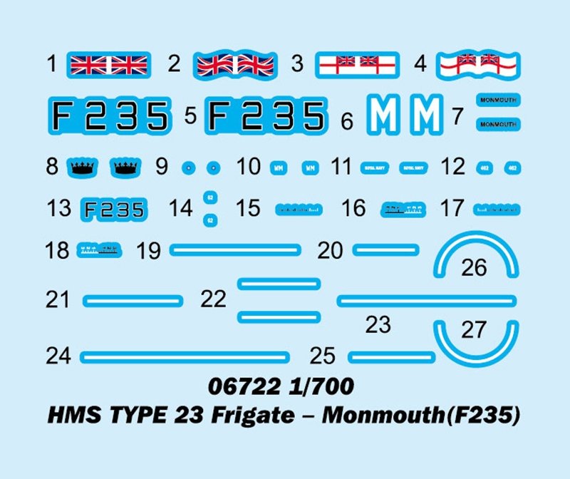 Trumpeter 06722 HMS TYPE 23 Frigate – Monmouth(F235) 1/700 – immagine 3
