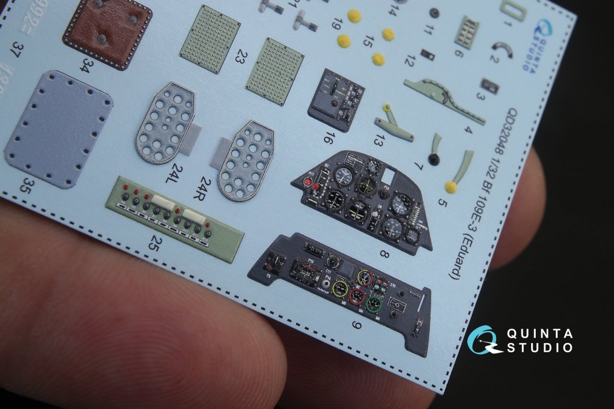 Quinta Studio QD32048 Bf 109E-3 3D-Printed &amp;amp; coloured Interior on decal paper (for Eduard kit) 1/32 – imagen 4