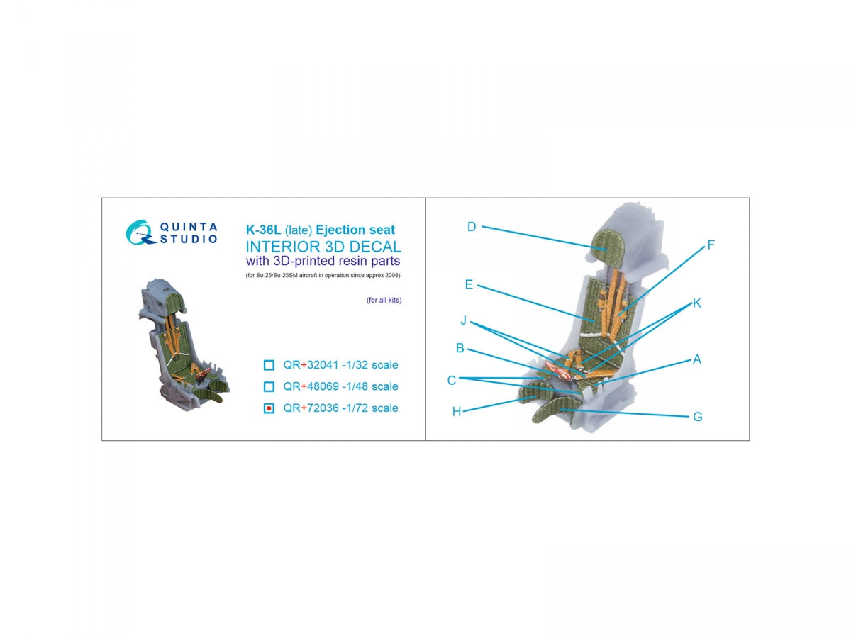 Quinta Studio QR+72036 K-36L (late) ejection seat (for Su-25/Su-25SM aircraft since 2008) (All kits) 1/72 – immagine 3