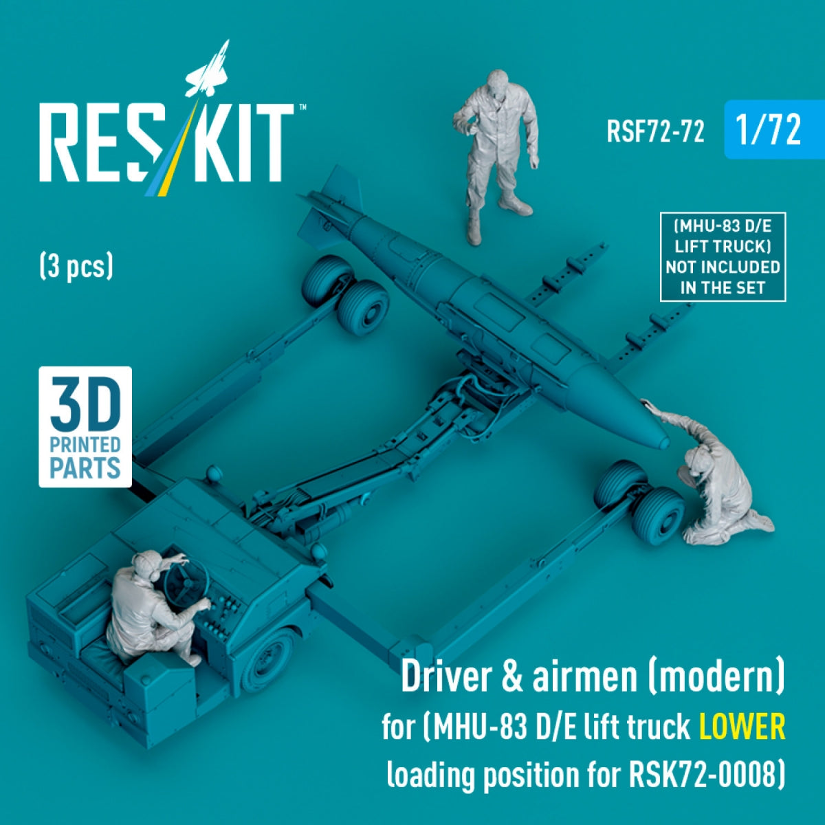 RESKIT RSF72-0072 Conducteur et aviateurs (moderne) (3 pièces) (Chariot élévateur MHU-83 D/E, position de chargement inférieure pour RSK72-0008) (Impression 3D) 1/72 – image 3