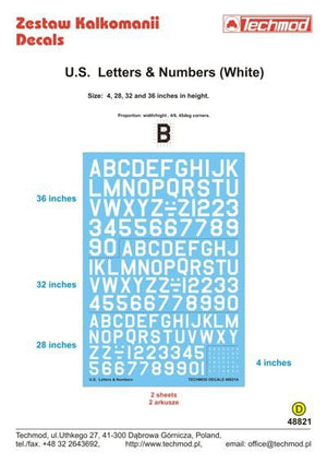 Techmod 48821 Lettres et chiffres américains blancs (1/48)