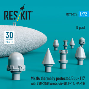 RESKIT RS72-0525 Mk.84 thermally protected/BLU-117 with BSU-36/B bombs (2 pcs) (3D Printed) 1/72 – zdjęcie 2