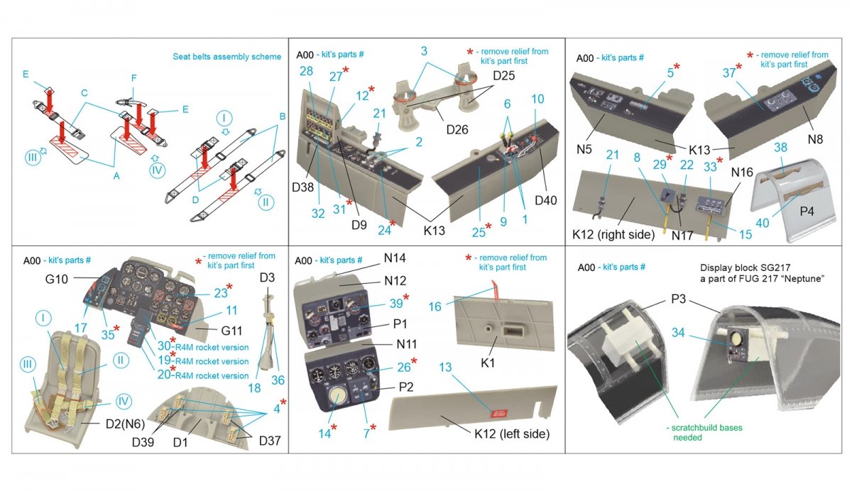 Quinta Studio QD32070 Me 262B1a/U-1 3D-Printed &amp;amp; coloured Interior on decal paper (Trumpeter) 1/32 – imagen 12