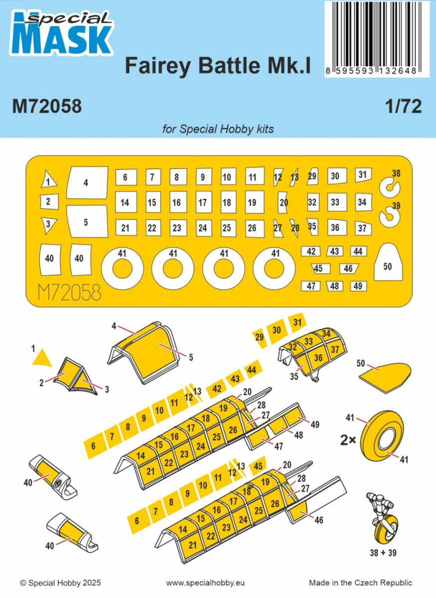 Masque Fairey Battle Mk.I Special Hobby M72058 (pour Special Hobby) 1/72