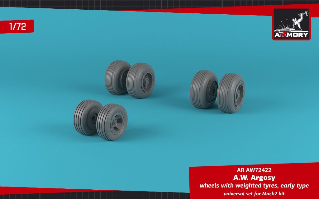 Armory Models AW72422 A.W. Argosy wheels w/ weighted tires, early version 1/72 – immagine 4